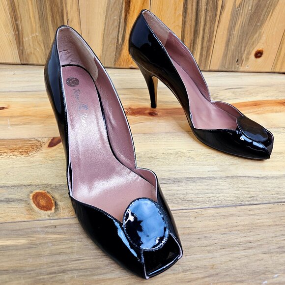 Romilly Jane Shoes - Romilly Jane Elegant Luxe Patent Leather Peep Toe Heels